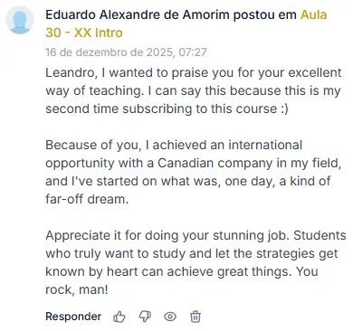 Depoimento de Eduardo A. sobre os cursos de Leandro Craig