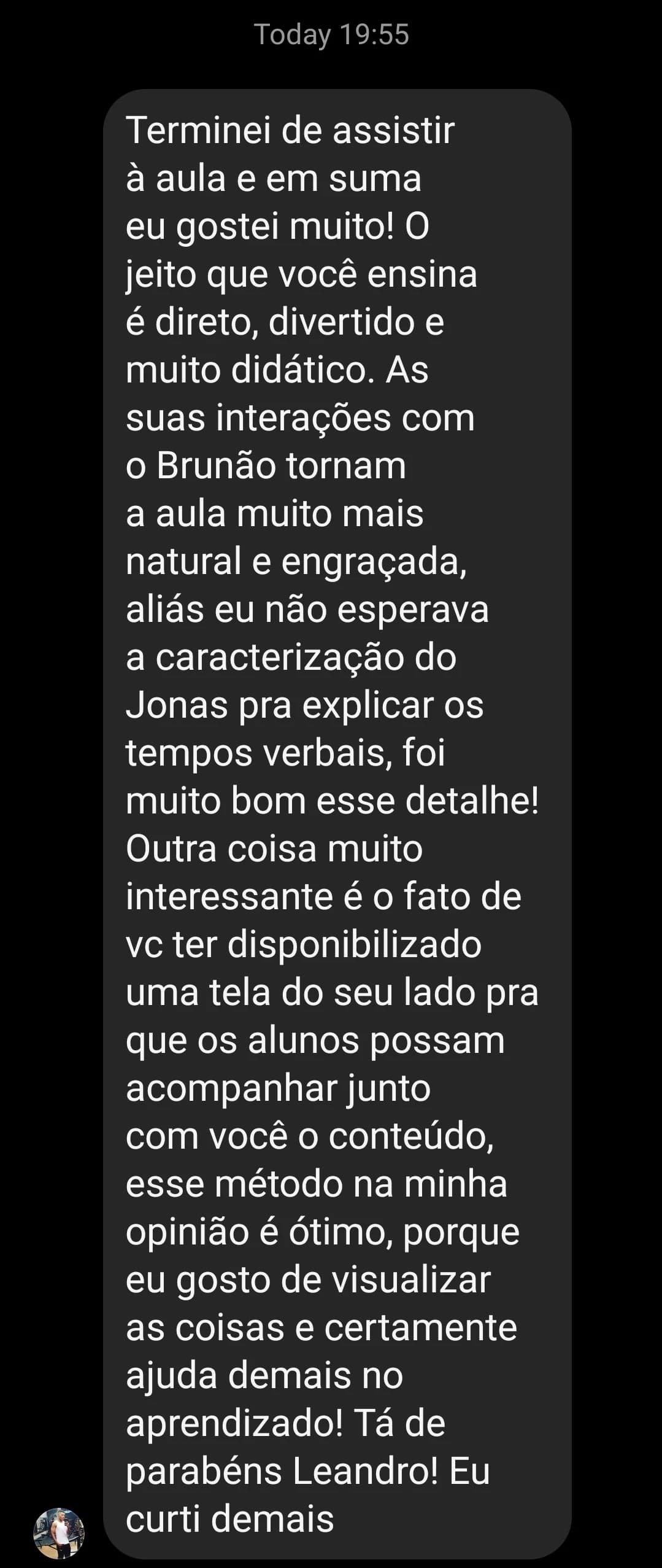 Depoimento de Pedro A. sobre os cursos de Leandro Craig